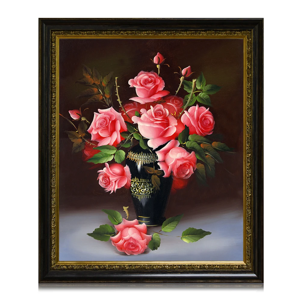 Interior Design No Stretch Realistic Romantic Red Rose Flower Wall Painting Buy Bright Framed Realistic Flower Rose Handmade Oil Painting Lovely Brilliant Fabric Red Rose Canvas Oil Painting Attractive Fragrant Daisy Lily Peony