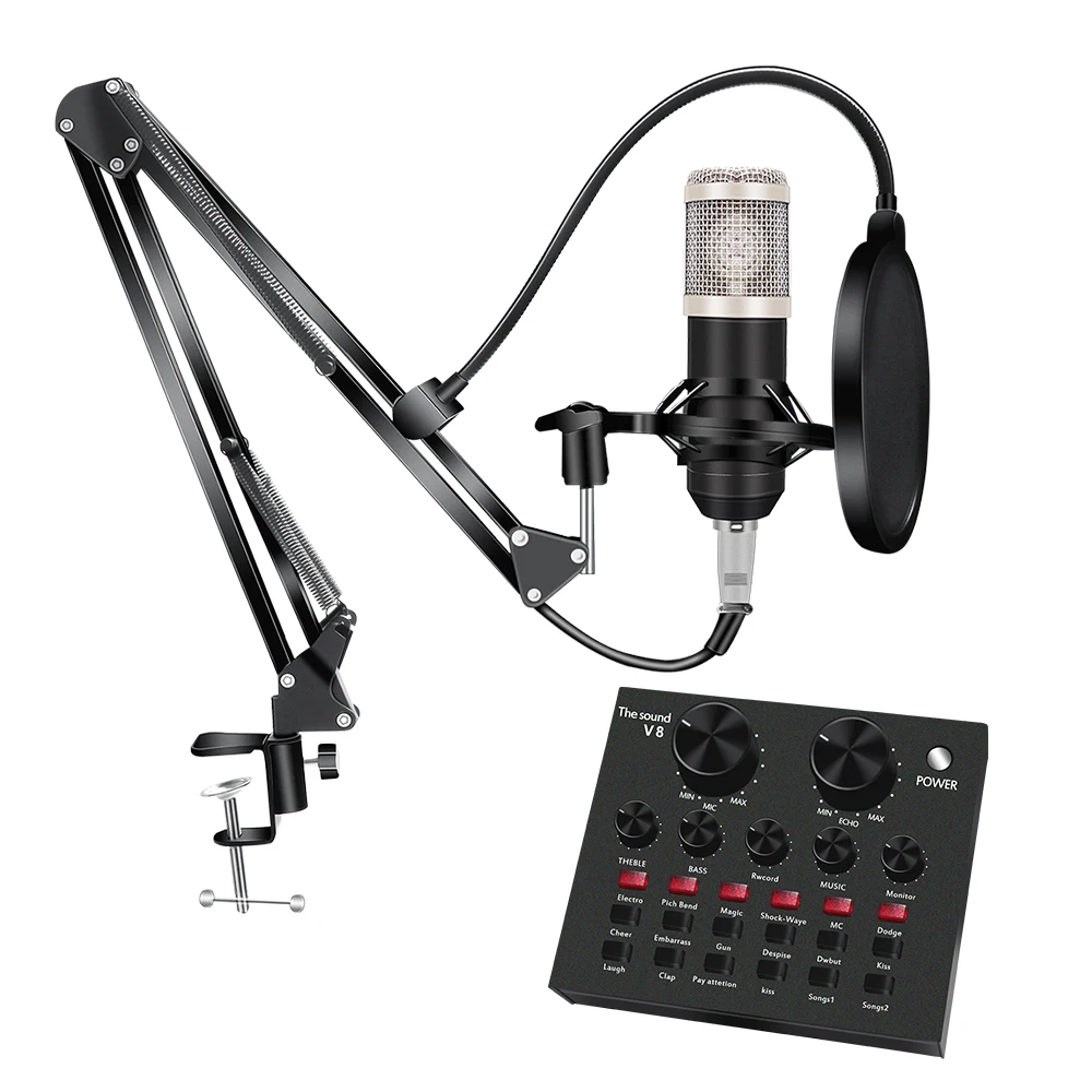 Color : Red Bm 800 Studio Microphone Kits With Filter V8 Sound Card Condenser Microphone Bundle Record Ktv Karaoke Smartphone Microphone JIAJIAFUDR Color : Black 