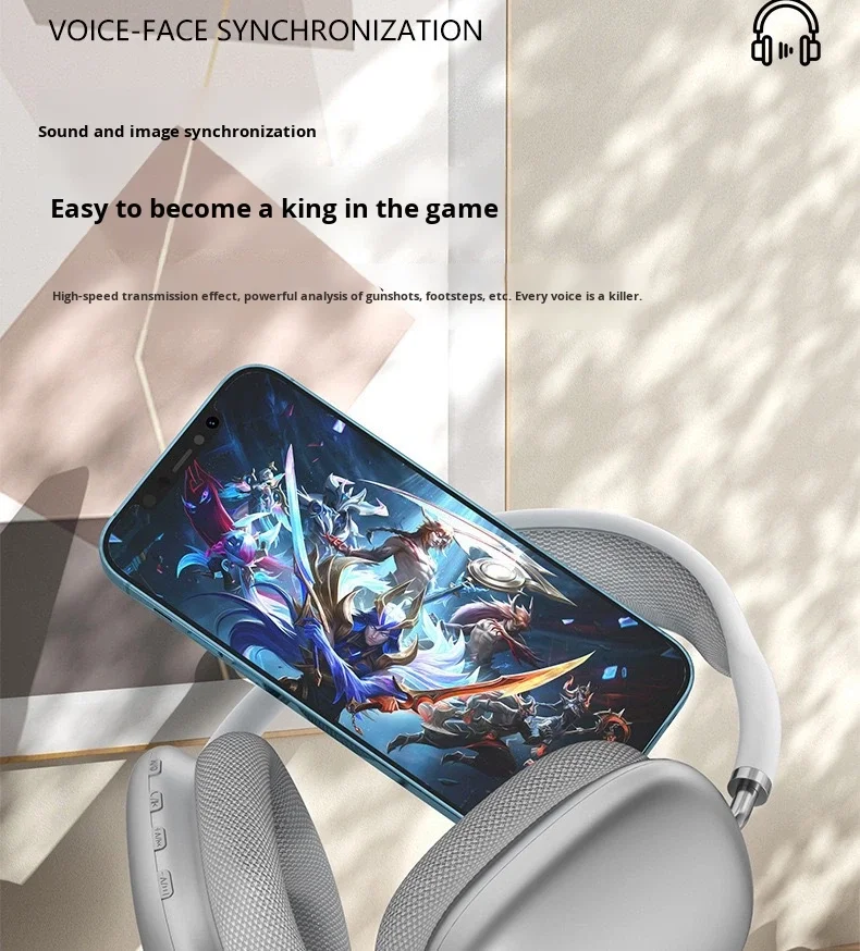 P9 Pro Max Over-Ear Noise-Canceling Wireless Earphones IPX3 Waterproof Type-C Charging LED Battery Indicator for 5.0