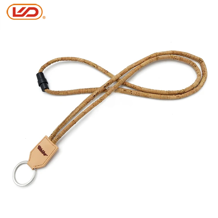 Eco friendly google printed plastic buckles clip accessories strings round cord neck lanyard cork straps