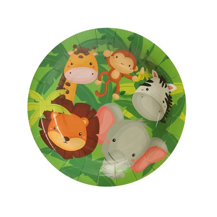 New Jungle Safari Animals Theme Kids Birthday 7 Inches Paper Plate ...