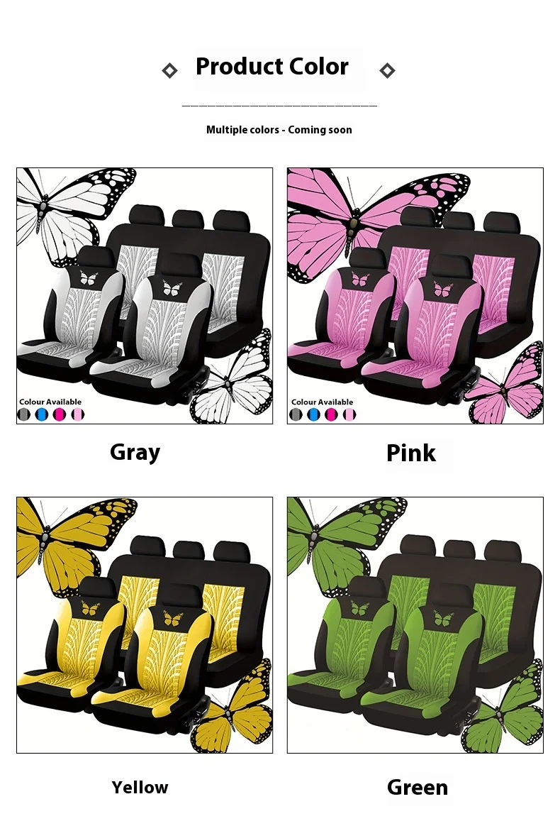 Five-seater 9-Piece Universal Seat Cover Set Exquisite Comfortable Butterfly Indentation Process Design Leather for Foreign details
