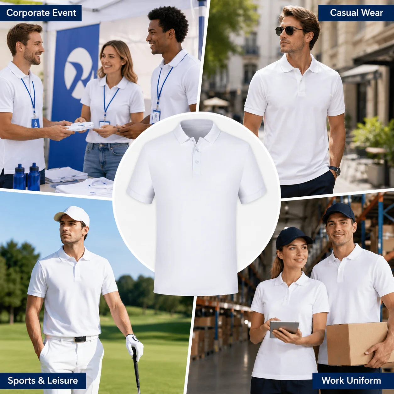 Premium Custom Logo Polo Shirt 100% Combed Cotton Breathable Workwear for Corporate Events OEM