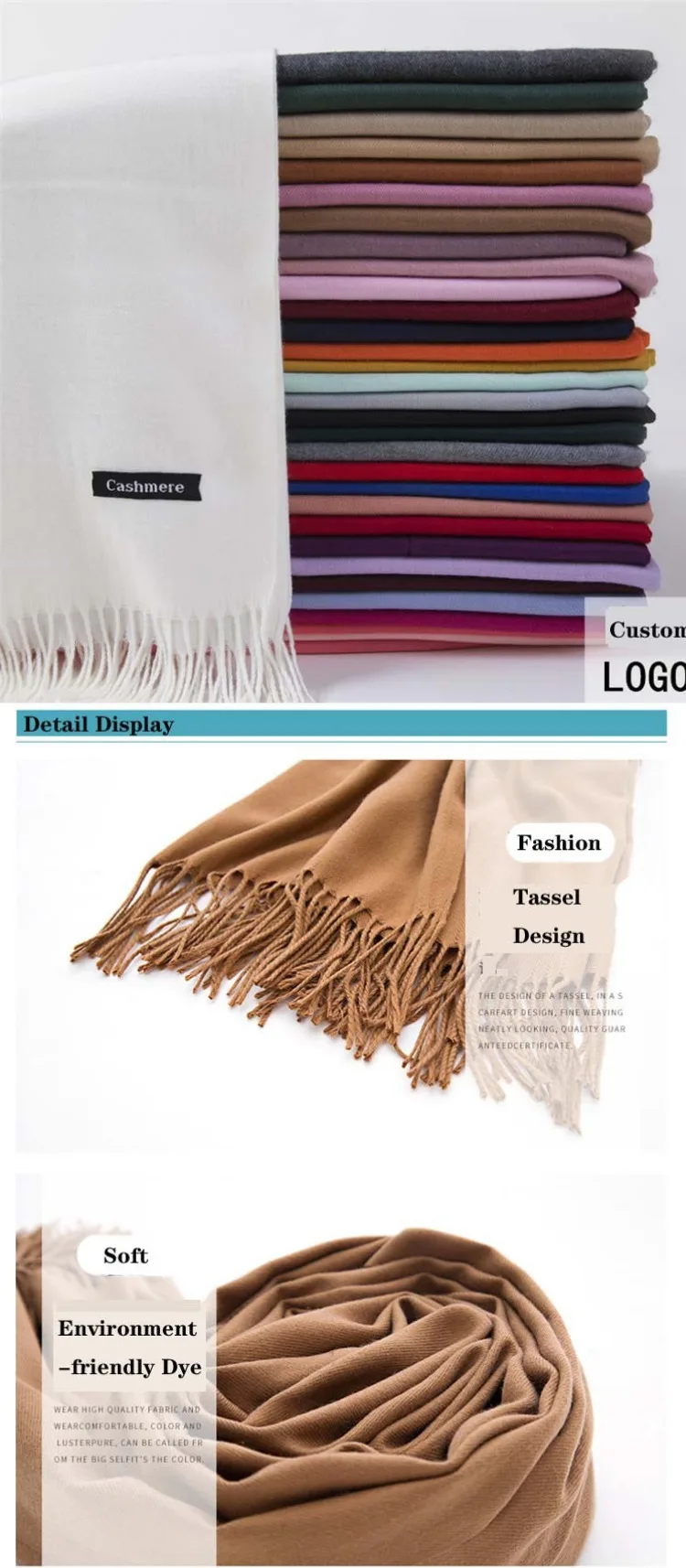 Bulk wholesale fleece light blue genuine shawl pashmina scarf cashmere