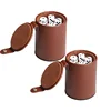 custom leather dice cups with 5 Dice with lid (black leather with red velvet)