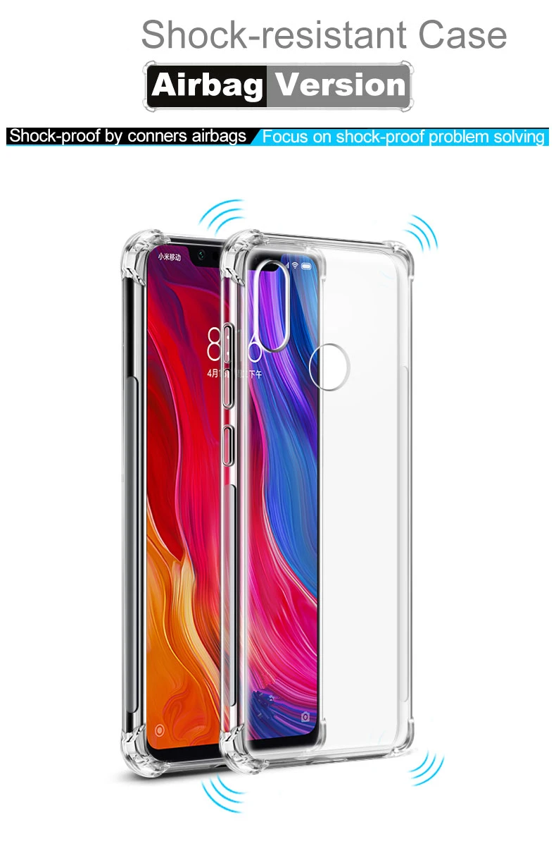 Para Xiaomi Redmi 8 7 7S 6 5 Note Pro 7A 6A 5A 4X a prueba de choques Transparente Gel TPU