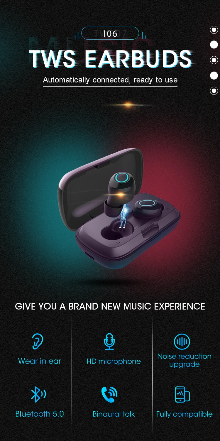 Sport Oem Headphone Tws True Wireless Radio Earphone 5.0 Wireless Earbuds with Ipx6 Waterproof - ANKUX.COM