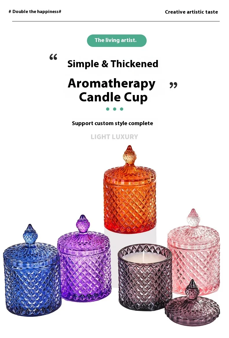 product luxury covered glass candle holder candle jars 140ml 300ml 550ml unique empty candle jars-0
