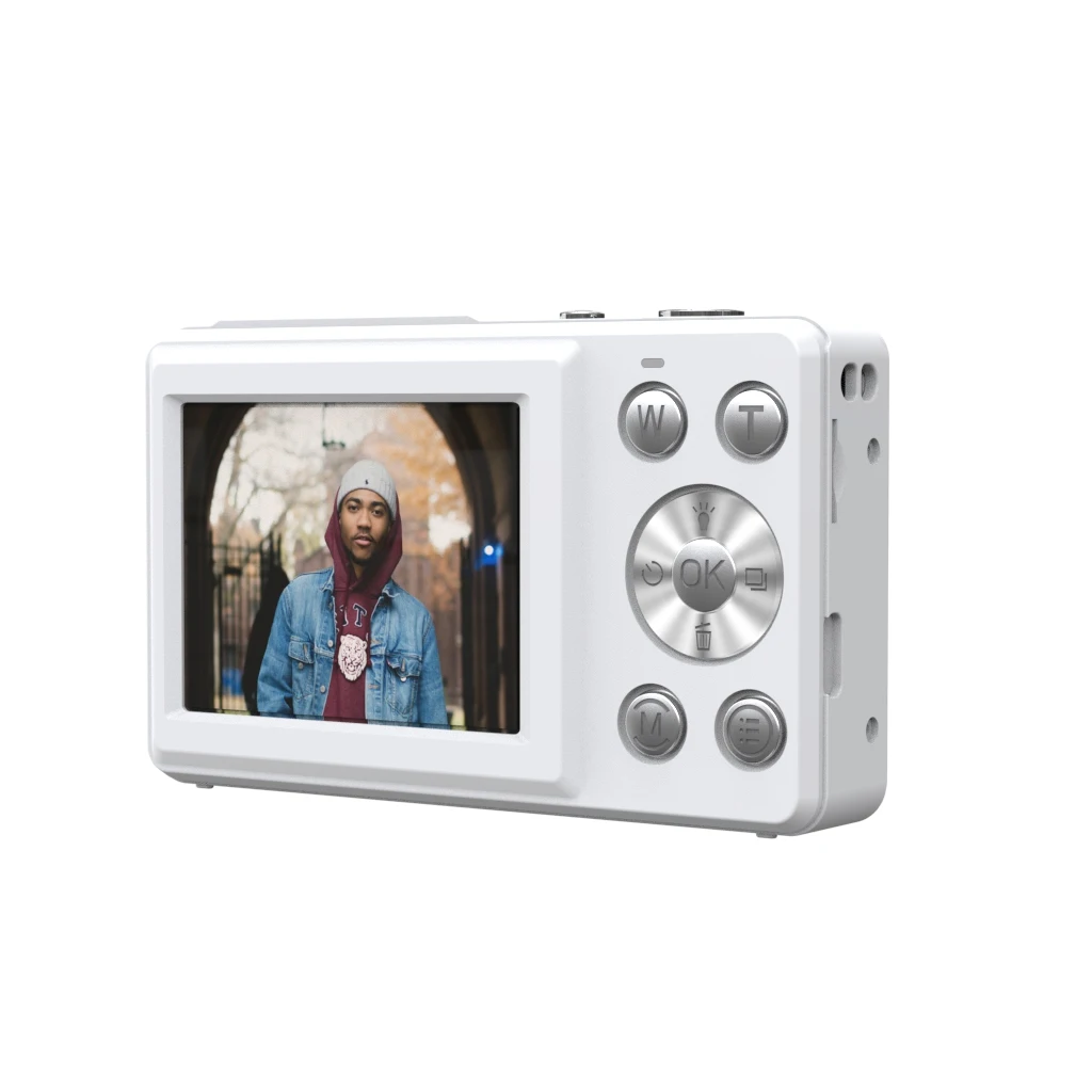Compact 18MP digital camera with built-in flash and zoom lens