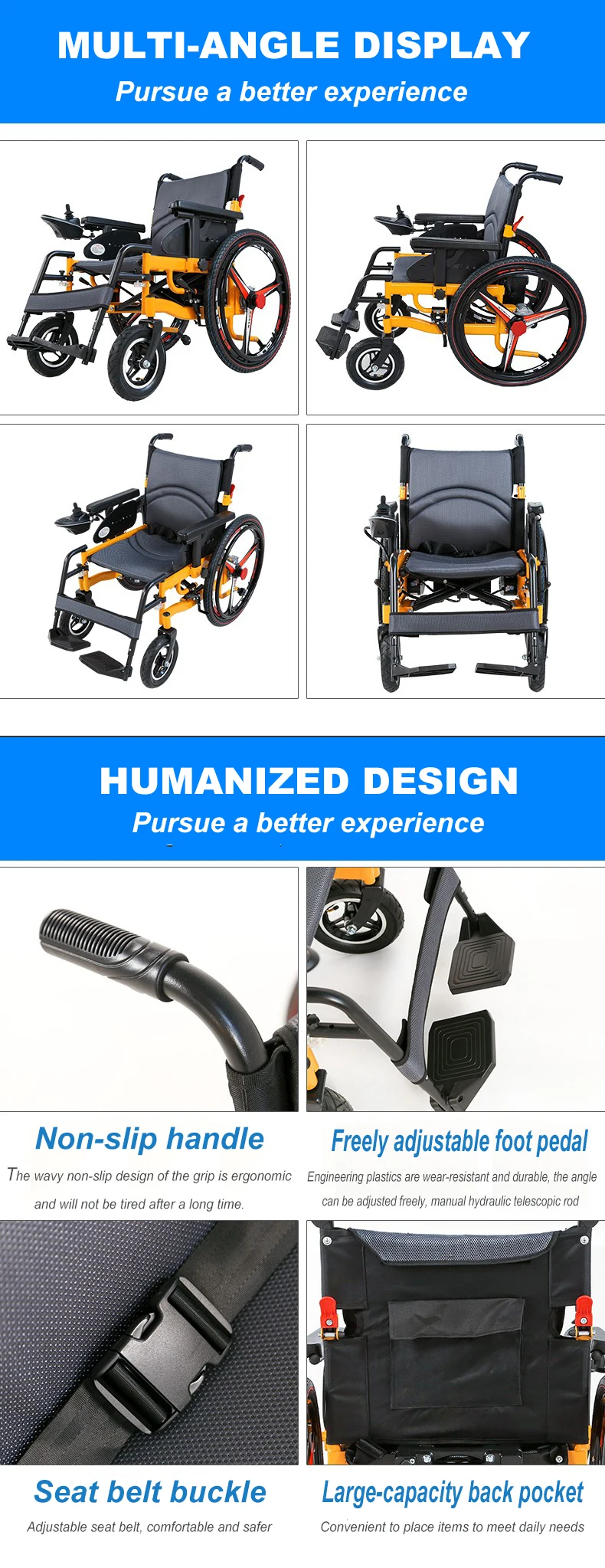 2021 New Travel Use Electric Wheelchair 24 Inch Wheels Hot Selling