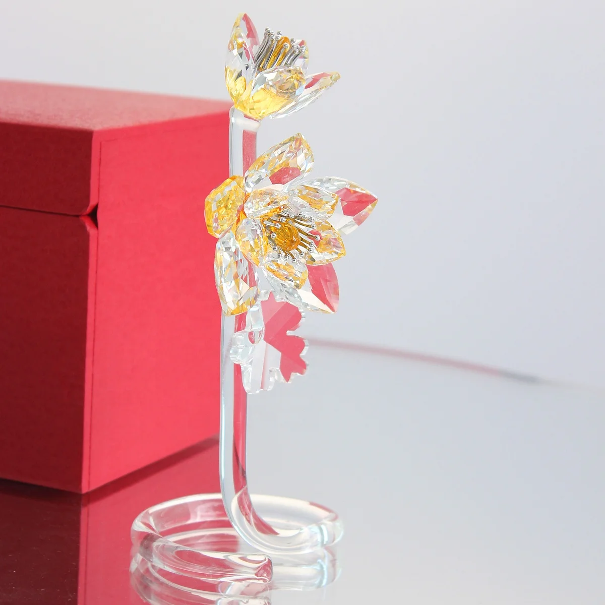 Chcg306 K9 Crystal Lotus Flower Artificial Handmade Glass Figurines For