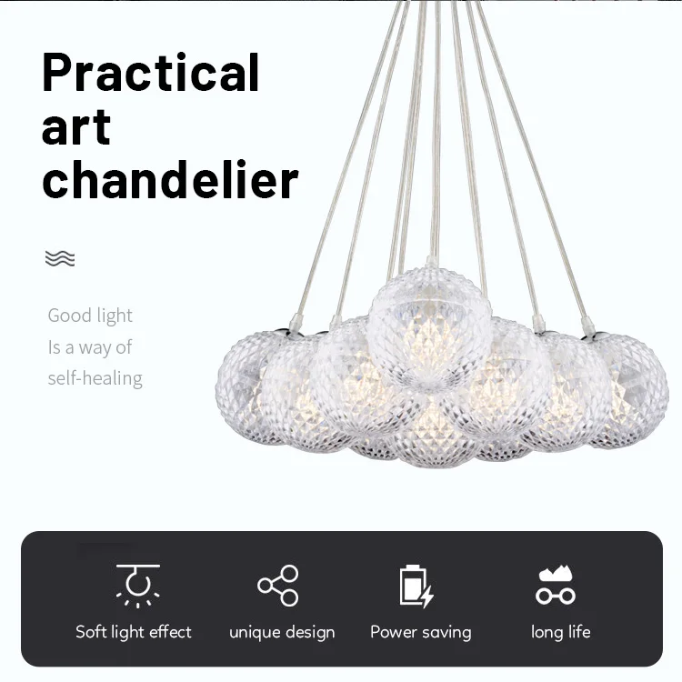 Large Designed Modern Clear Lamp Shade Hanging Pendant Lamp For Dining Room Living Room