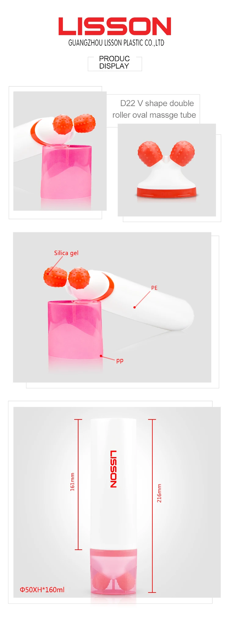 Silica Gel Ball Roller Cream Container Plastic Cosmetic Tube