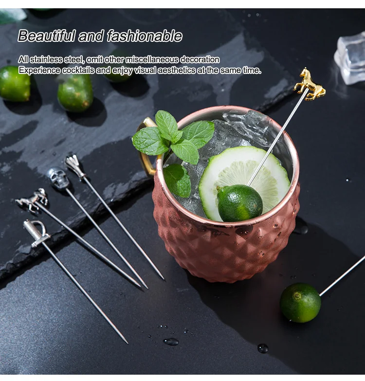 High Quality Reusable Olive Picks Stainless Steel Cocktail Martini