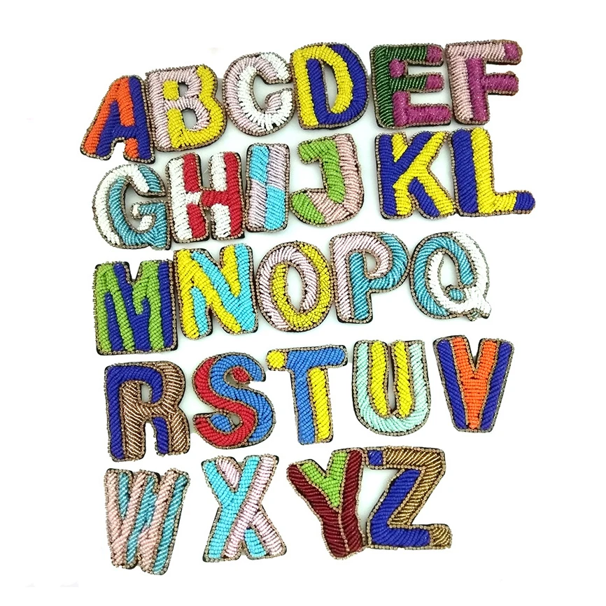 Fashion Crystal Letter Patches Handmade Gunmetal Rhinestone Az