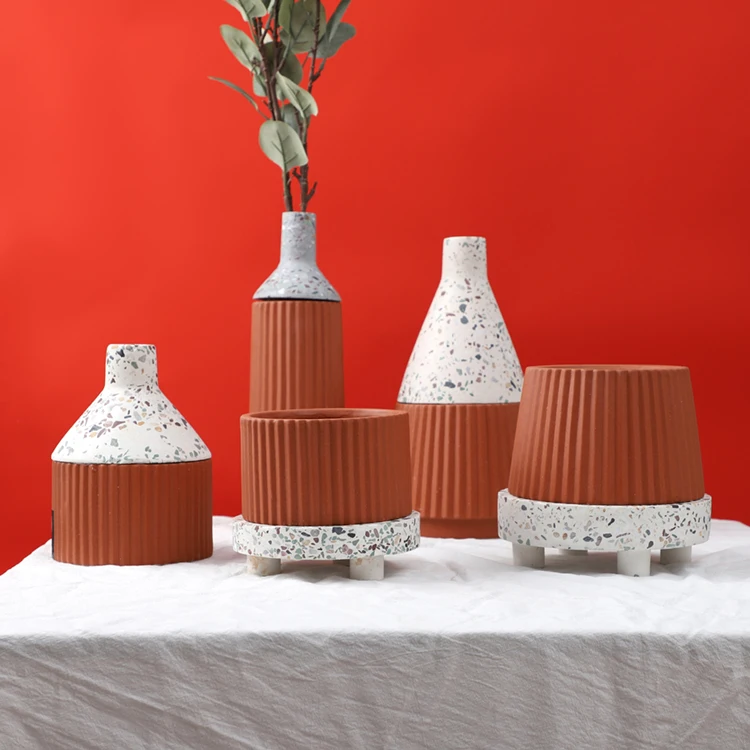 Personalized Unique Design Terracotta Vase Terrazzo Home Decor Wedding