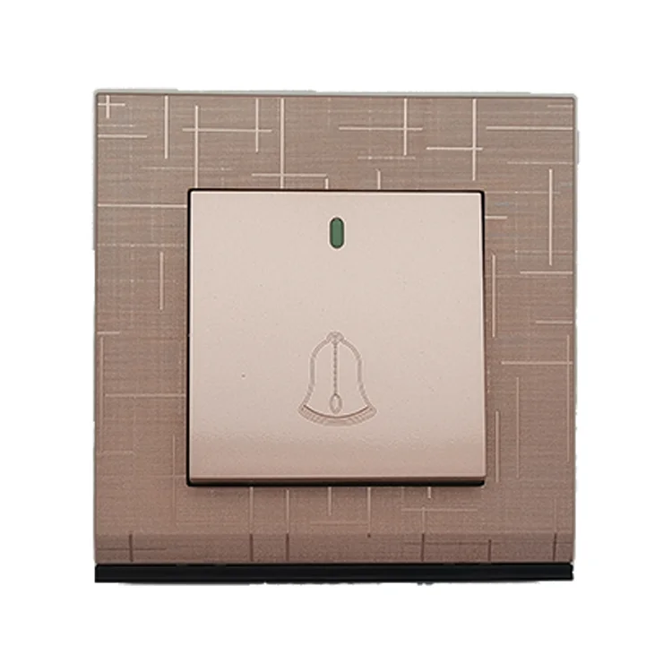 High Quality Customizable Wholesale Push Button Gold Panel Electronic Switch Socket Lighting Door Bell Electrical Wall Switch