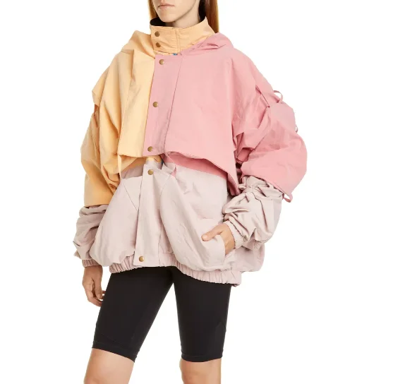 customized logo color block loose fit casual oversize hooded