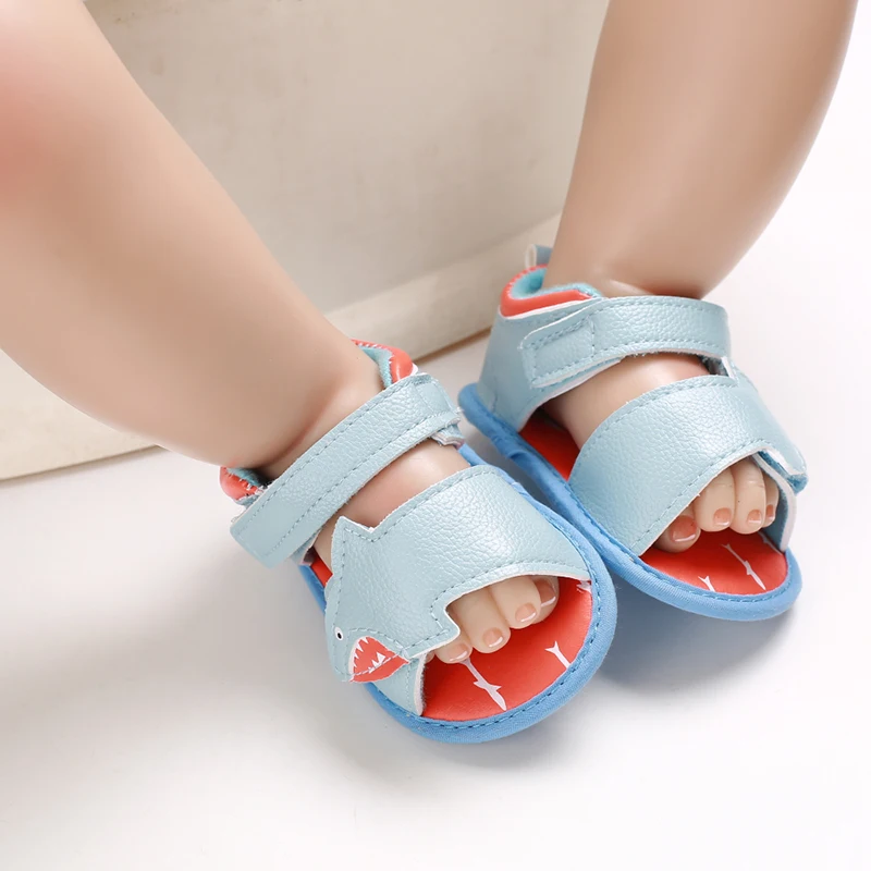 Cute Shark Fashion Summer Pu Leather Beach Slide Strap Toddler Sandals ...