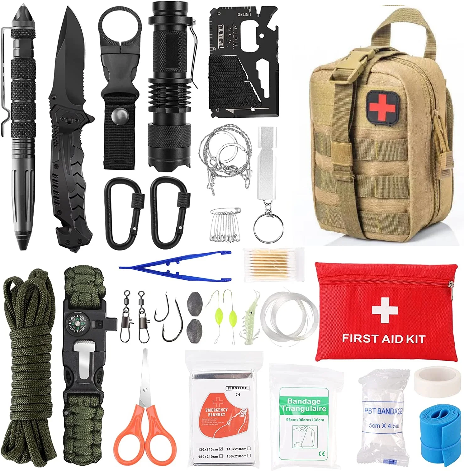 72 in 1 Camping Outdoor Tactical Gear First Aid kit Earthquake Emergency Survival Kit factory