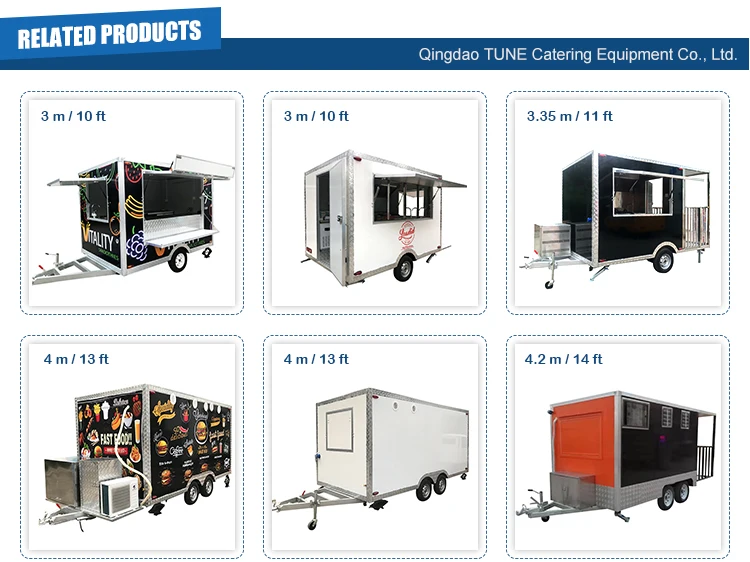 TUNE Coffee Truck Cart Fast Food Machine Fruit Carts Food Trailer with Freezer for Sale details