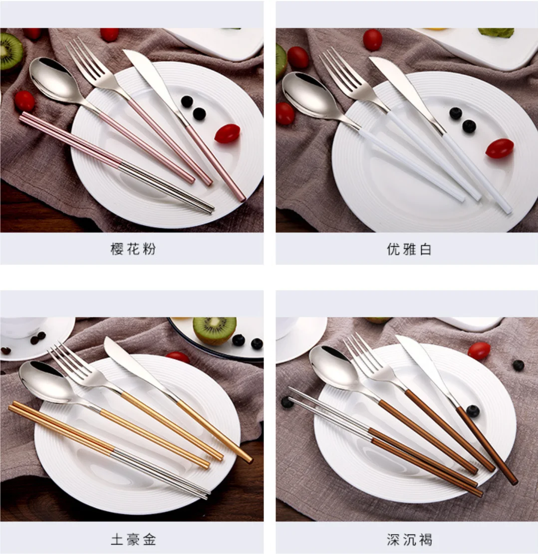 Velkoobchodní příbory z nerezové hůlky lžičky vidlice a sada stříbrných nožů 9