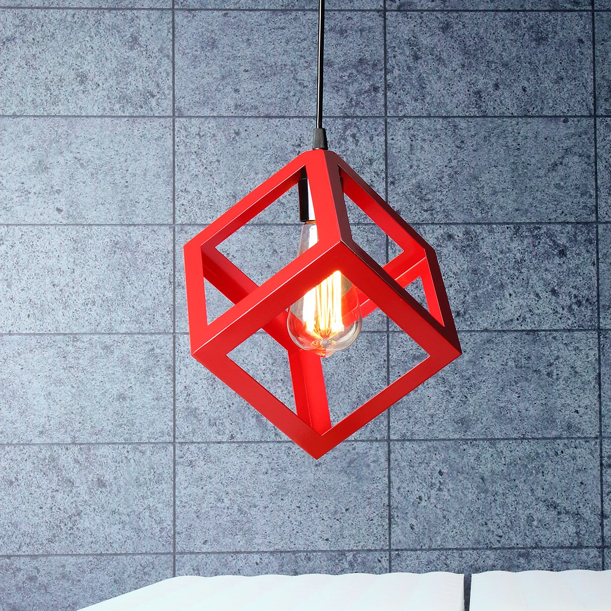 China Products Antiquated red Cage Metal Pendant lamp With E27 Lampholder