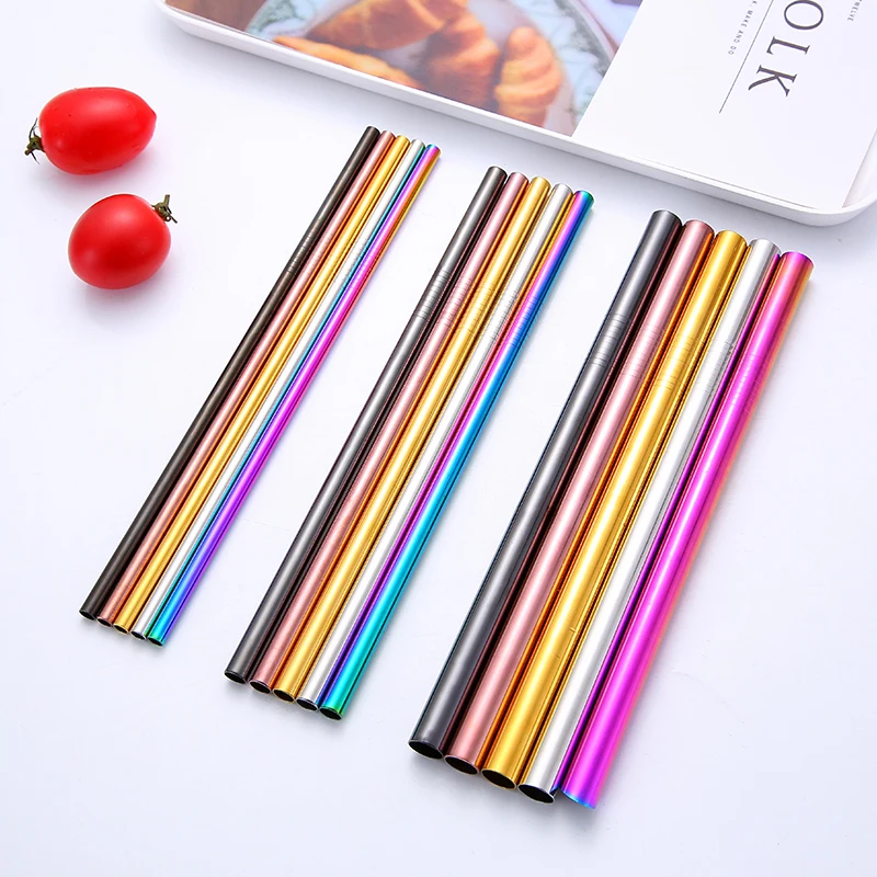 
304 Stainless steel milkshake bubble tea eco-friendly straws sets 
