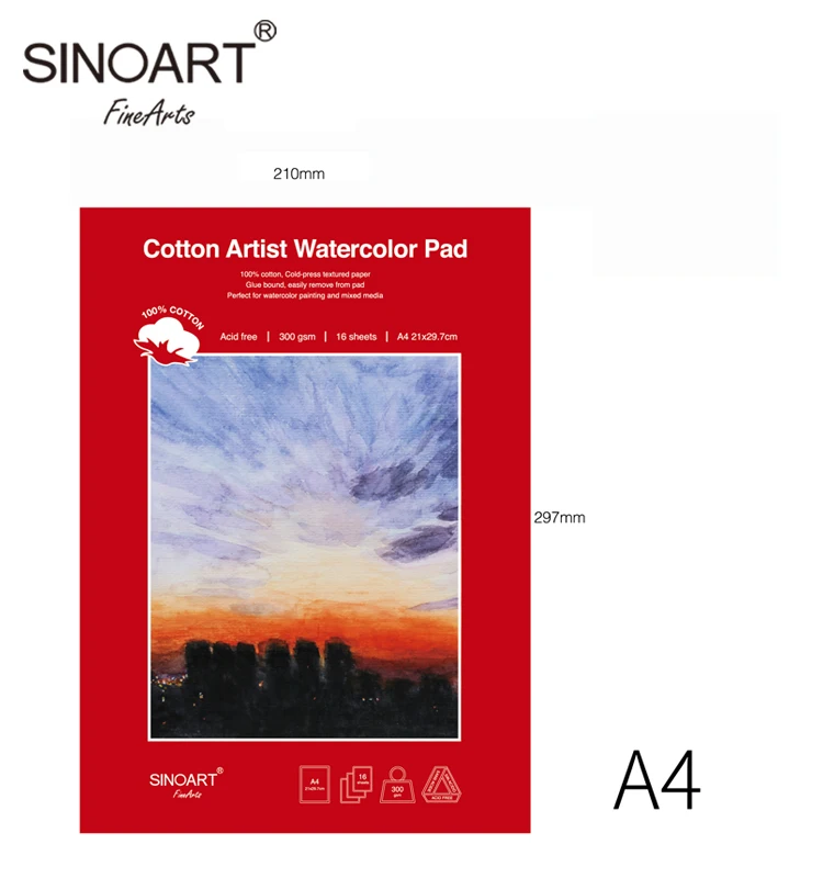 Sinoart 300gsm Acid Free Paper 16 Sheets A5 A4 A3 100 Cotton Artist