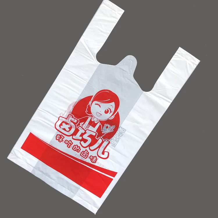 Chinese custom degradable plastic handbag HDPE supermarket shopping bag