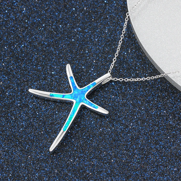 product-BEYALY-Boho Female Big Sea Star Pendants Necklaces, 925 Sterling Silver Wedding Necklaces Fo