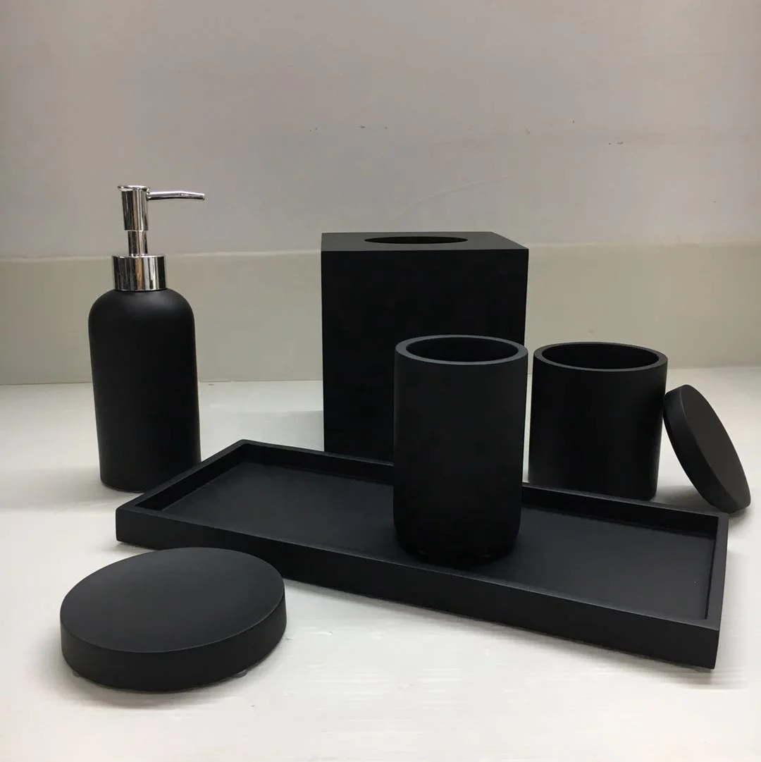 Luxury Matte Black Resin Bath Accessories Set For Hotel Buy Luxury Bath Accessories,Matte