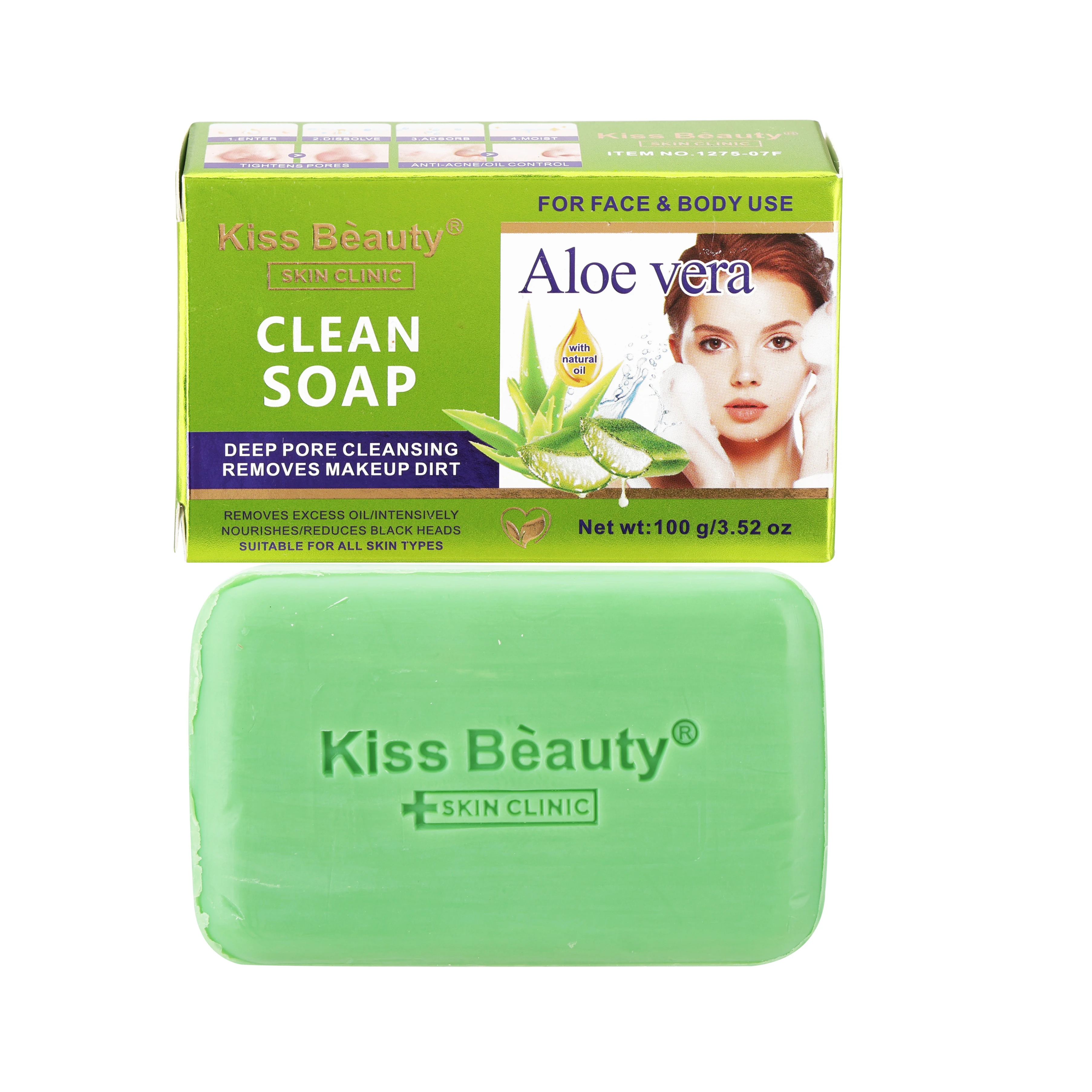 Factory Gold Seller Kiss Beauty Natural Oil Aloe Vera Face Soap Deep Pore  Cleansing Removes Makeup Dirt Face Wash