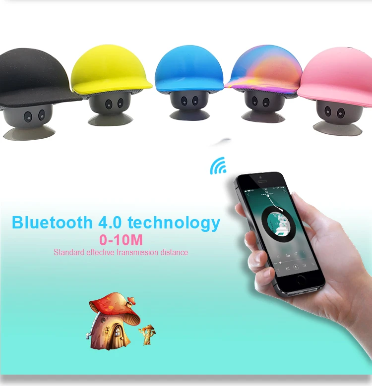 Cute Design Wireless Mini Waterproof Mushroom bluetooth Speaker With Sucker phone holder - ANKUX.COM