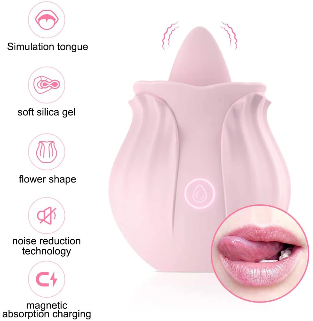 Rose Flower Shape Nippel Vibrierende Zunge Vibrator Klitoris Saugen