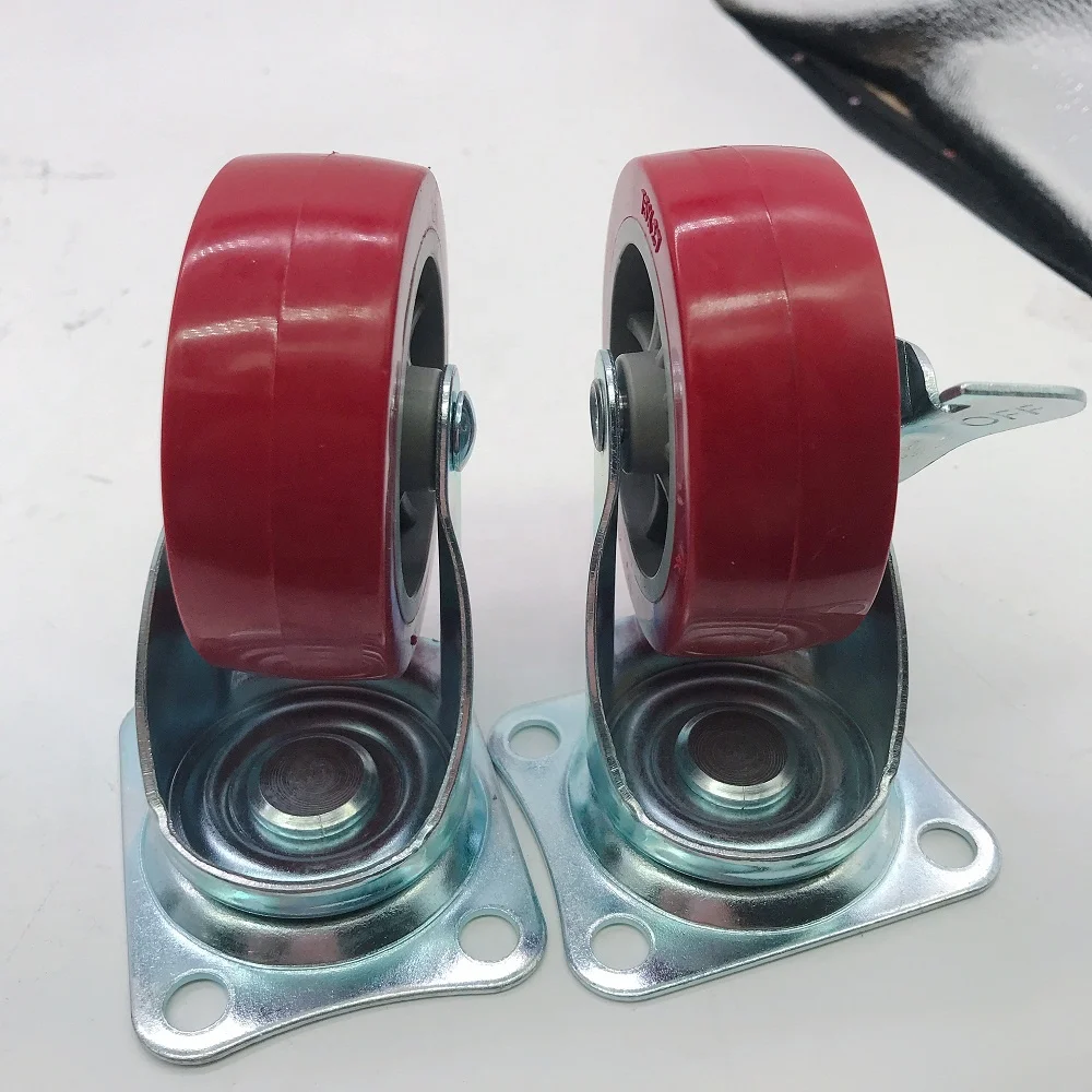 2.5 inch 63mm 75mm Maroon Furniture Small Cart Polypropylene Core Plastic Wheel Casters