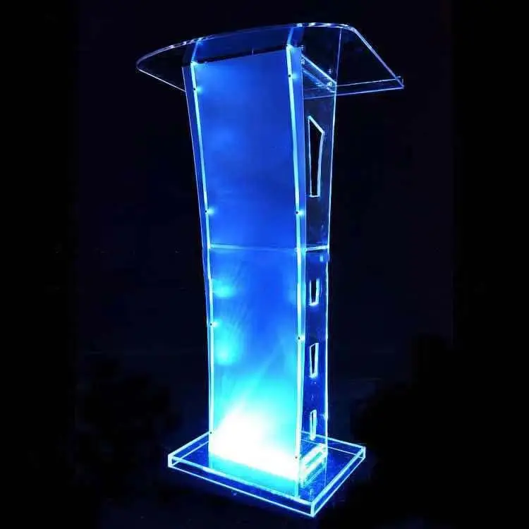 Transparent LED Lighting Acrylic Lectern - Modern Podium