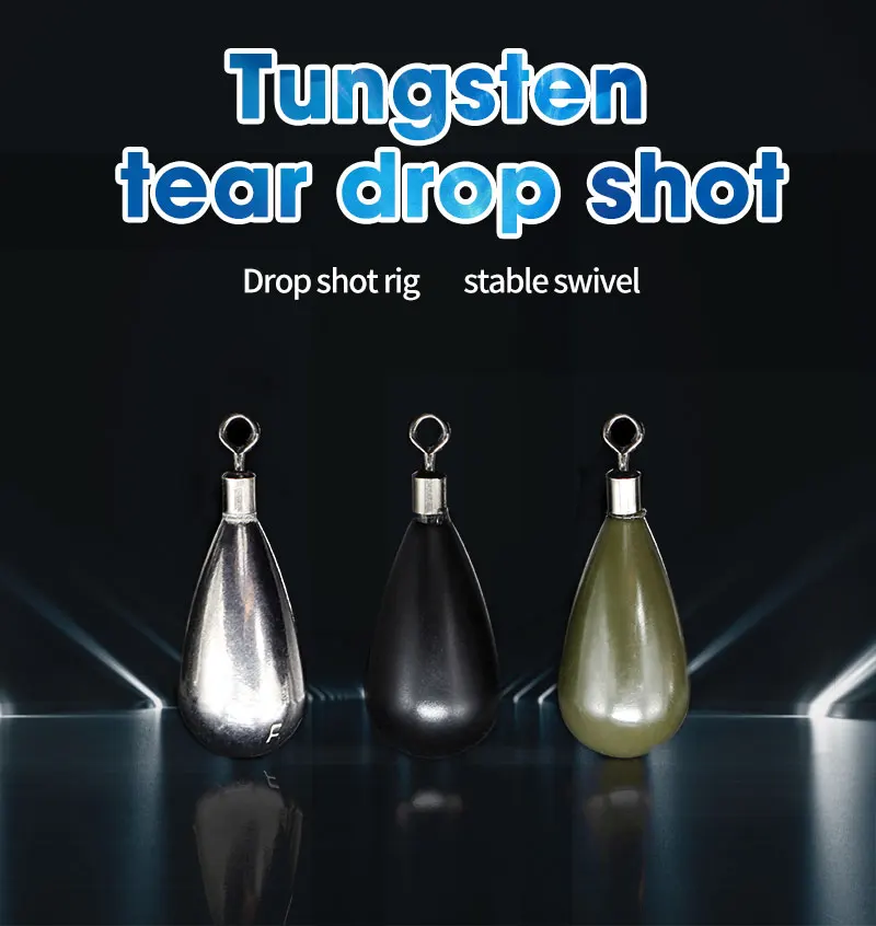 Bulk Multiple Sizes Fishing Sinker Tungsten Tear Drop Shot Weights