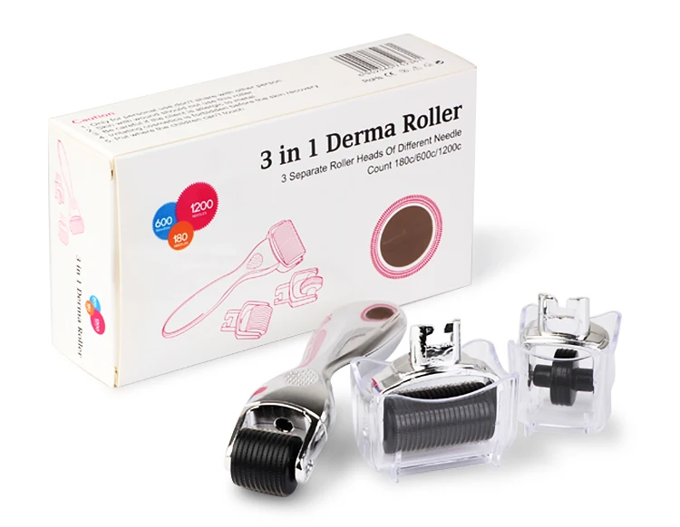 Hot sale Skin Beauty Care Tool 180 600 1200 Needles 3 in 1 derma roller Microneedle Dermaroller 3 in 1 for face/body