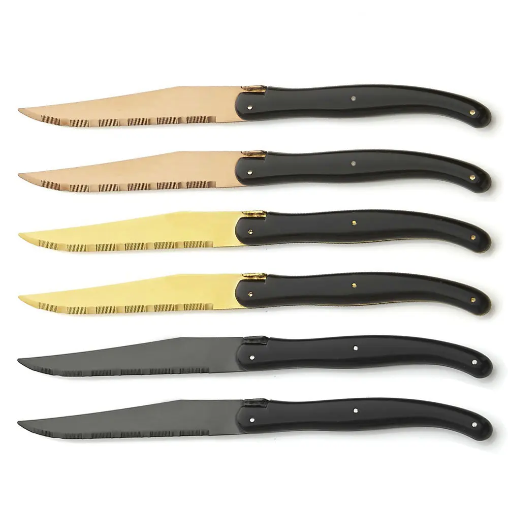 Stainless Steel Kitchenware Laguiole 6 Piece Rose Gold Steak Knife Set