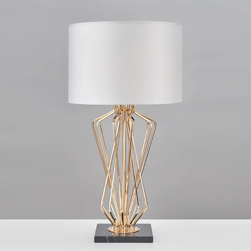 Wholesale modern luxury bes side E27 marble gold fabric table lamp
