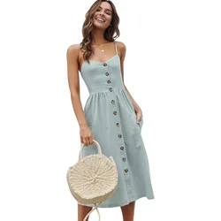 Fast Delivery Summer Dresses Women Ladies Fashion Dresses For Women with botton