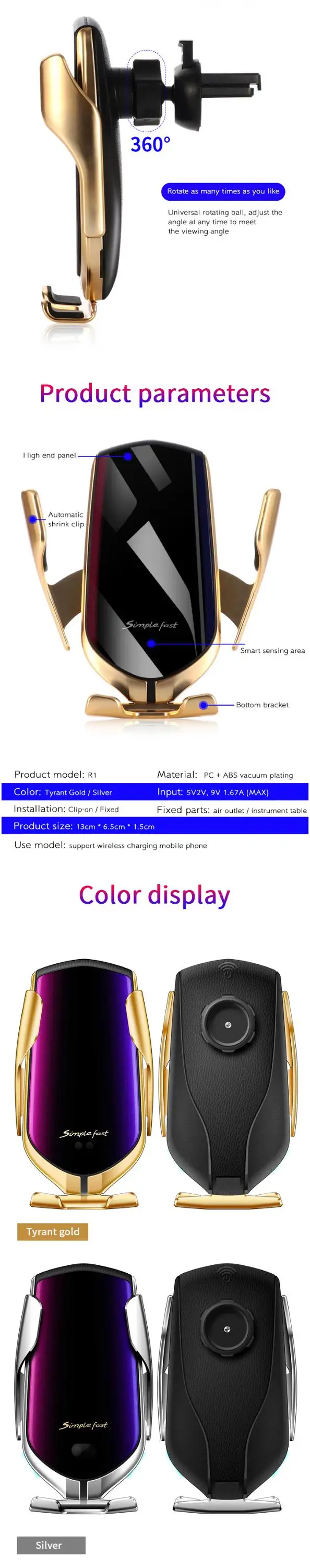For iPhone X 8 For Samsung Plus Mobile Phone Holder wireless car phone charger For HUAWEI P20 magnet fast wireless car charger