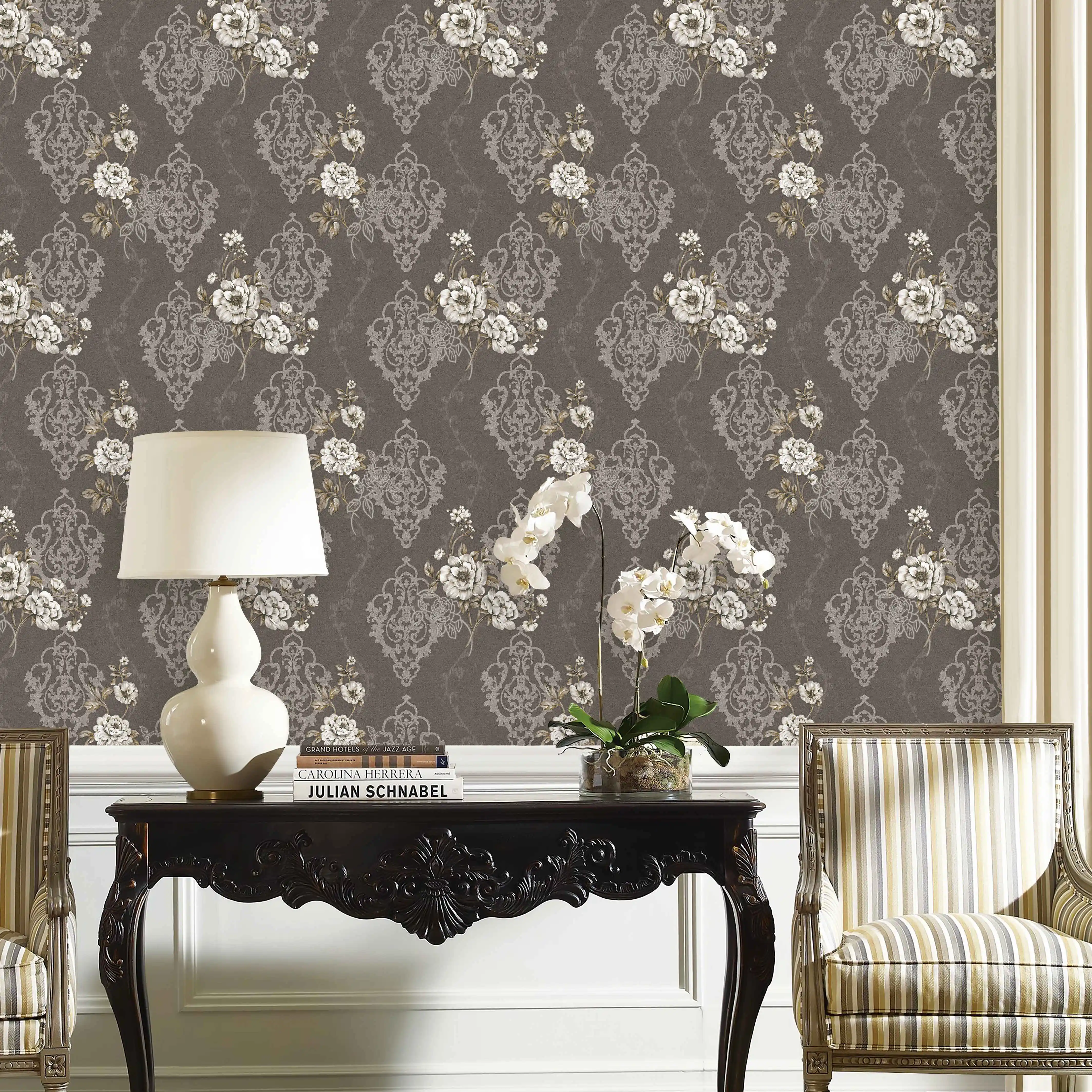 removable wallpaper nice and colorful floral and damask mix vinyl wall ...