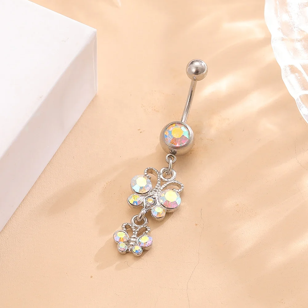 15g Crystal Belly Button Piercing Navel Surgical Steel Dangle Navel ...