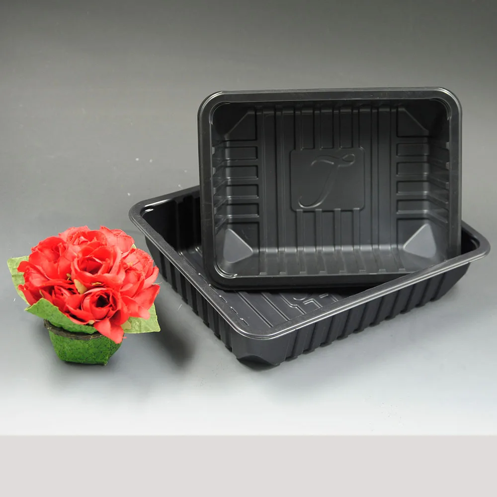 Black Disposable Plastic Supermarket Meat Tray Plastic Meat Packing