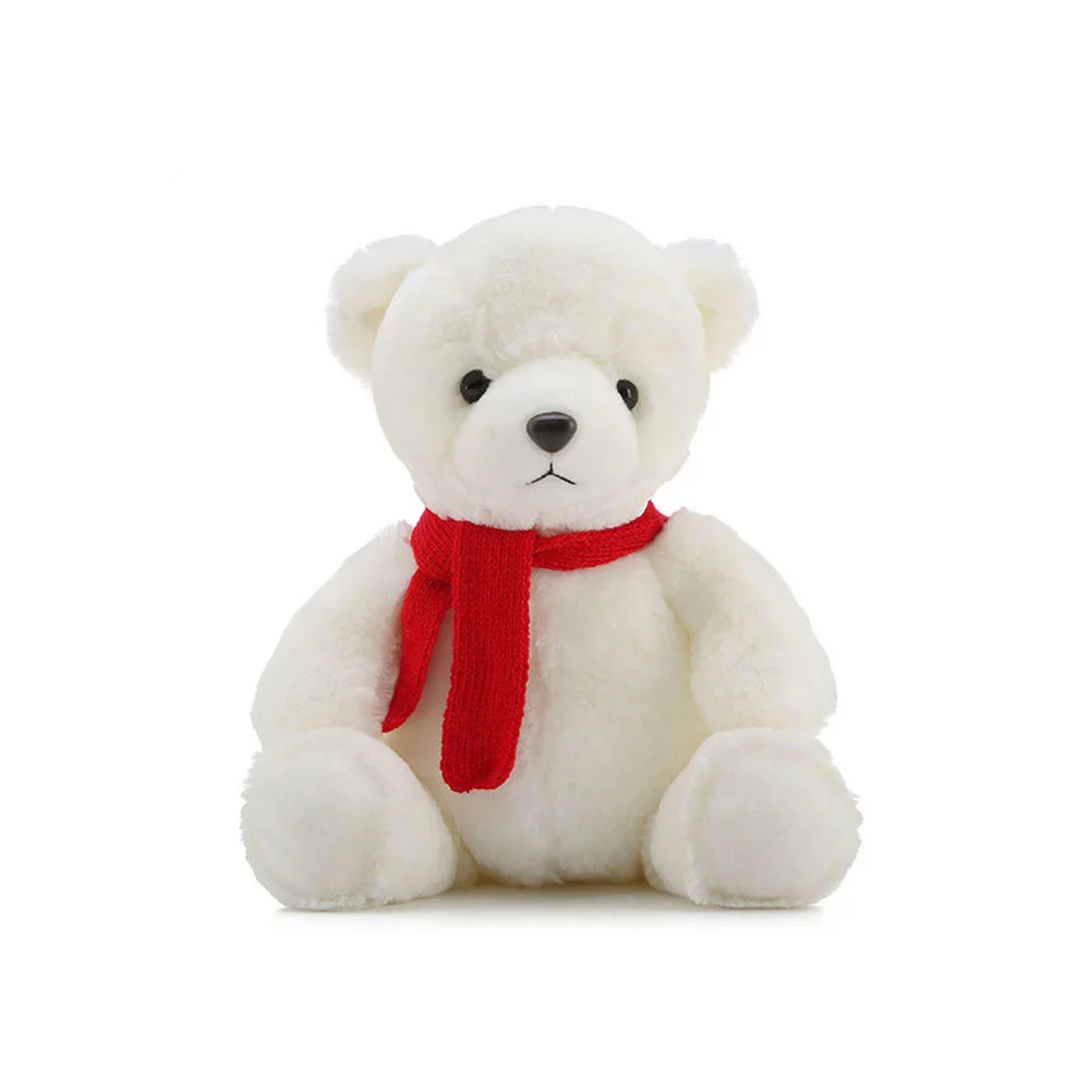 white plush teddy bear stuffed polar bear christmas toy