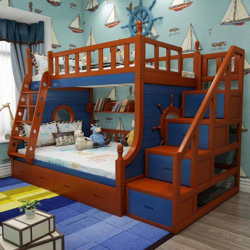 New Arrival Furniture Sets Bunk Beds Wood Solid Kids Children White Oem Wooden kids bunk beds