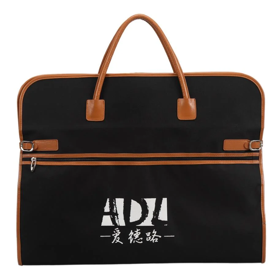 Custom Luxury Leather Travel Men Suit Garment Bag For Clothing Zip Lock