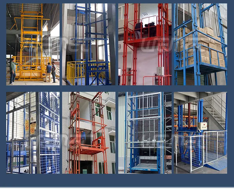 Industrial hydraulic vertical guide rail cargo lift good elevator